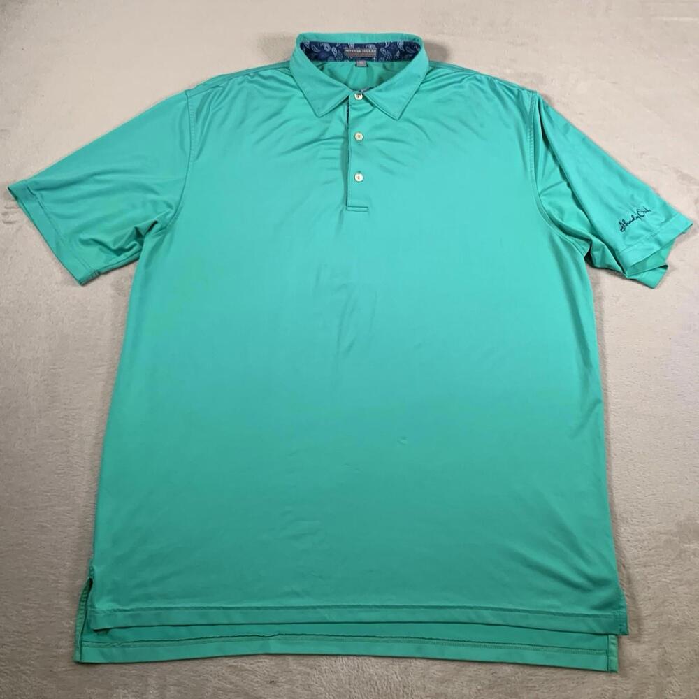 Peter Millar Summer Comfort Polo Mens XL Green Performance Shirt Shady Oaks Golf